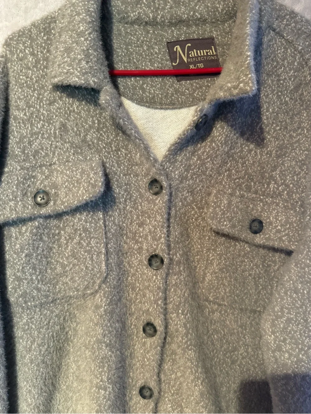 Naturalizer Soft Gray Button-Up Sherpa Jacket
